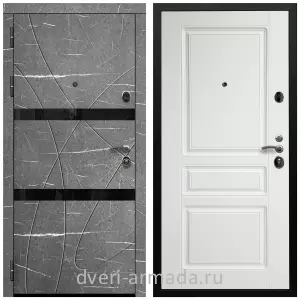 Черные входные двери, Металлическая дверь входная Армада Престиж Черная шагрень МДФ 16 мм Торос графит / МДФ 16 мм ФЛ-243 Белый матовый