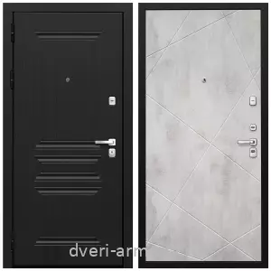 Темные входные двери, Дверь входная Армада Экстра МДФ 10 мм ФЛ-243 Черная шагрень / МДФ 10 мм ФЛ-291 Бетон светлый