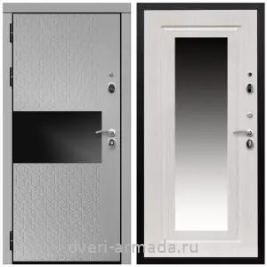 Входные двери с зеркалом МДФ, Дверь входная Армада Престиж Черная шагрень МДФ 16 мм Милк рикамо софт / МДФ 16 мм ФЛЗ-120 Дуб белёный
