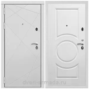Входные двери Эврика, Дверь входная Армада Тесла МДФ 16 мм / МДФ 16 мм МС-100 Белый матовый