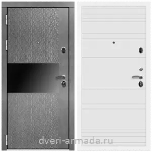 Темные входные двери, Дверь входная Армада Престиж Белая шагрень МДФ 16 мм Штукатурка графит / ФЛ Дуб кантри белый горизонт