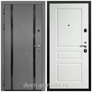 Черные входные двери, Металлическая дверь входная Армада Престиж Черная шагрень МДФ 16 мм Графит абсолют софт / МДФ 16 мм ФЛ-243 Белый матовый