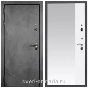 МДФ с зеркалом, Дверь входная Армада Лофт МДФ 16 мм ФЛ-291 Бетон тёмный / МДФ 16 мм ФЛЗ Панорама-1 Белый матовый