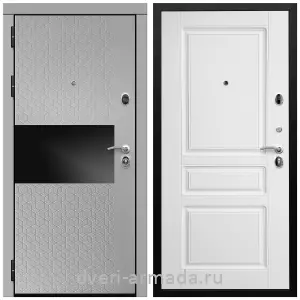 Входные двери в Подольске, Дверь входная Армада Престиж Черная шагрень МДФ 16 мм Милк рикамо софт / МДФ 16 мм ФЛ-243 Белый матовый