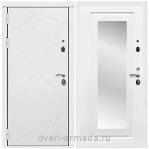 Белые двери с зеркалом, Дверь входная Армада Престиж Белая шагрень Престиж Лофт  ФЛ-291 / МДФ 16 мм ФЛЗ-120 Ясень