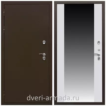 Дверь входная уличная в дом Армада Термо Молоток коричневый/ МДФ 16 мм СБ-16 Белый матовый